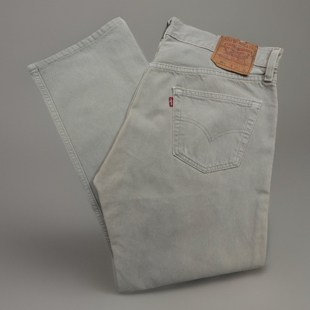 Vtg 90s Levi's 501s 36X30 (35.5X28)‎ Denim Jeans Gray ButtonFly Classic Straight